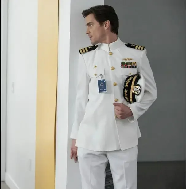 Navy Suits Jacket + pants Army White Tuxedo Regular Uniform Men Navy Performance White Army uniform Same as Nicholas Cage 2