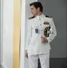 Navy Suits Jacket + pants Army White Tuxedo Regular Uniform Men Navy Performance White Army uniform Same as Nicholas Cage 2