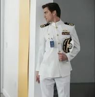 Navy Suits Jacket + pants Army White Tuxedo Regular Uniform Men Navy Performance White Army uniform Same as Nicholas Cage 2