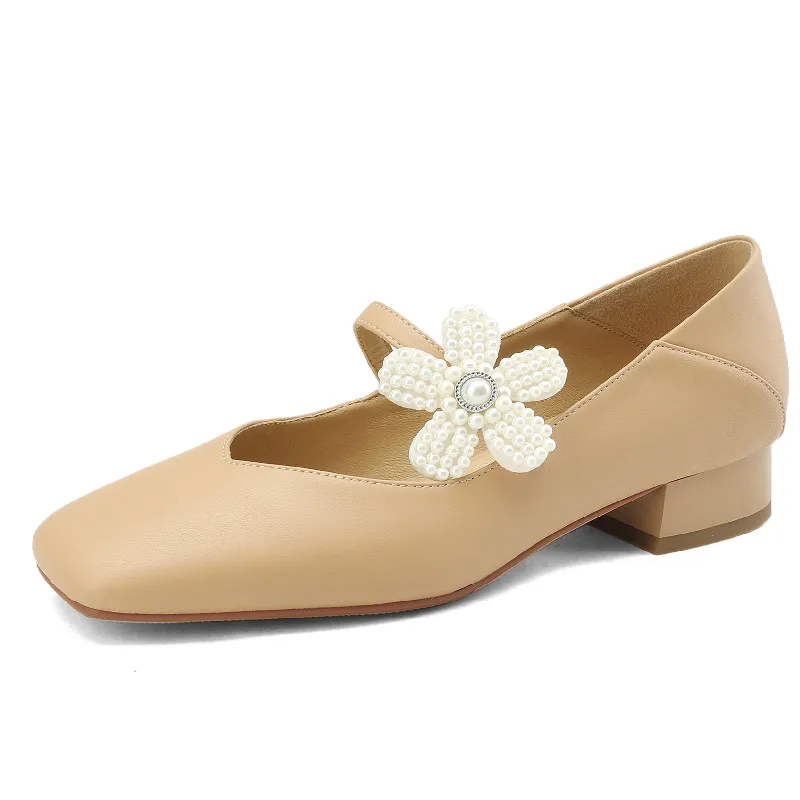 

Spring Autumn Women's Shoes Cow Split Leather Free Shipping Shallow Mary Janes Elegant Woman Shoes With Low Heels 02039935