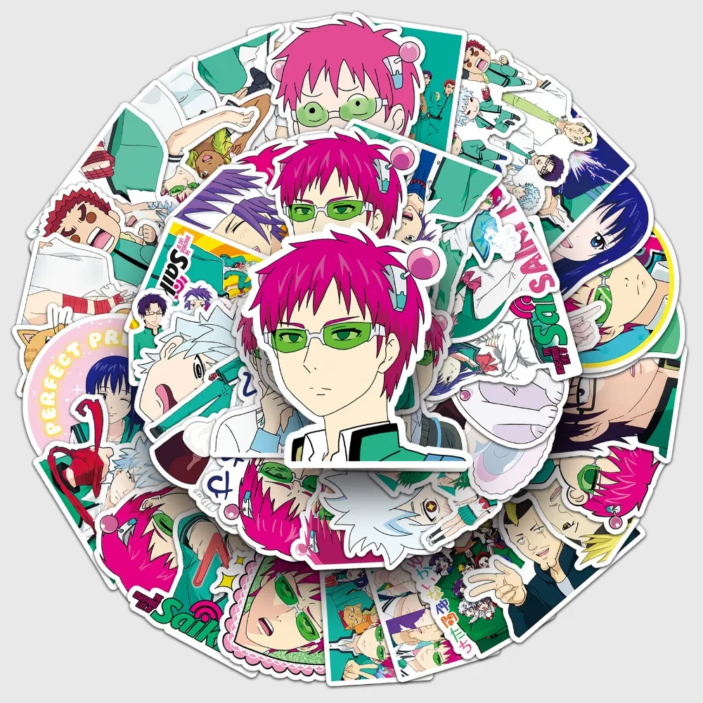 【Prime deal】 10/50Pcs Anime Saiki Kuso Graffiti Helmet Phone Case Computer Laptop Guitar Decorative DIY Waterproof Adhesive Sticker.