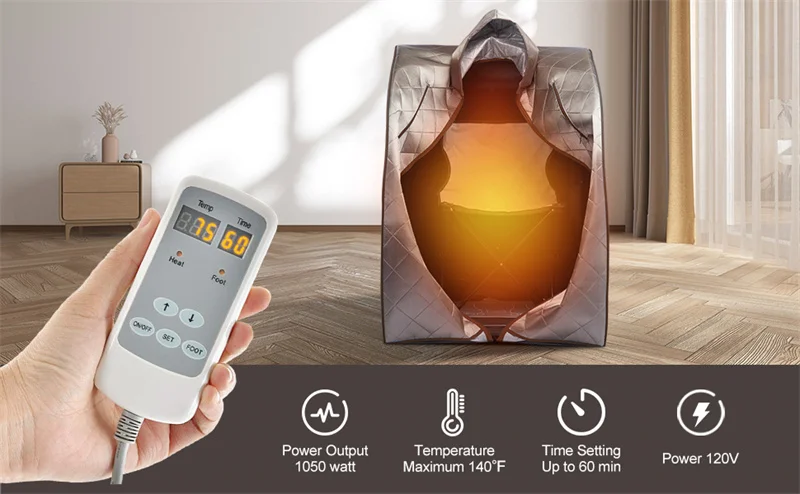 Description Picture 5 of itemInfrared Sauna with Hat, Portable Personal Sauna, Full Body Home SPA Tent, Separate Heating Foot Pad Relaxation at Home