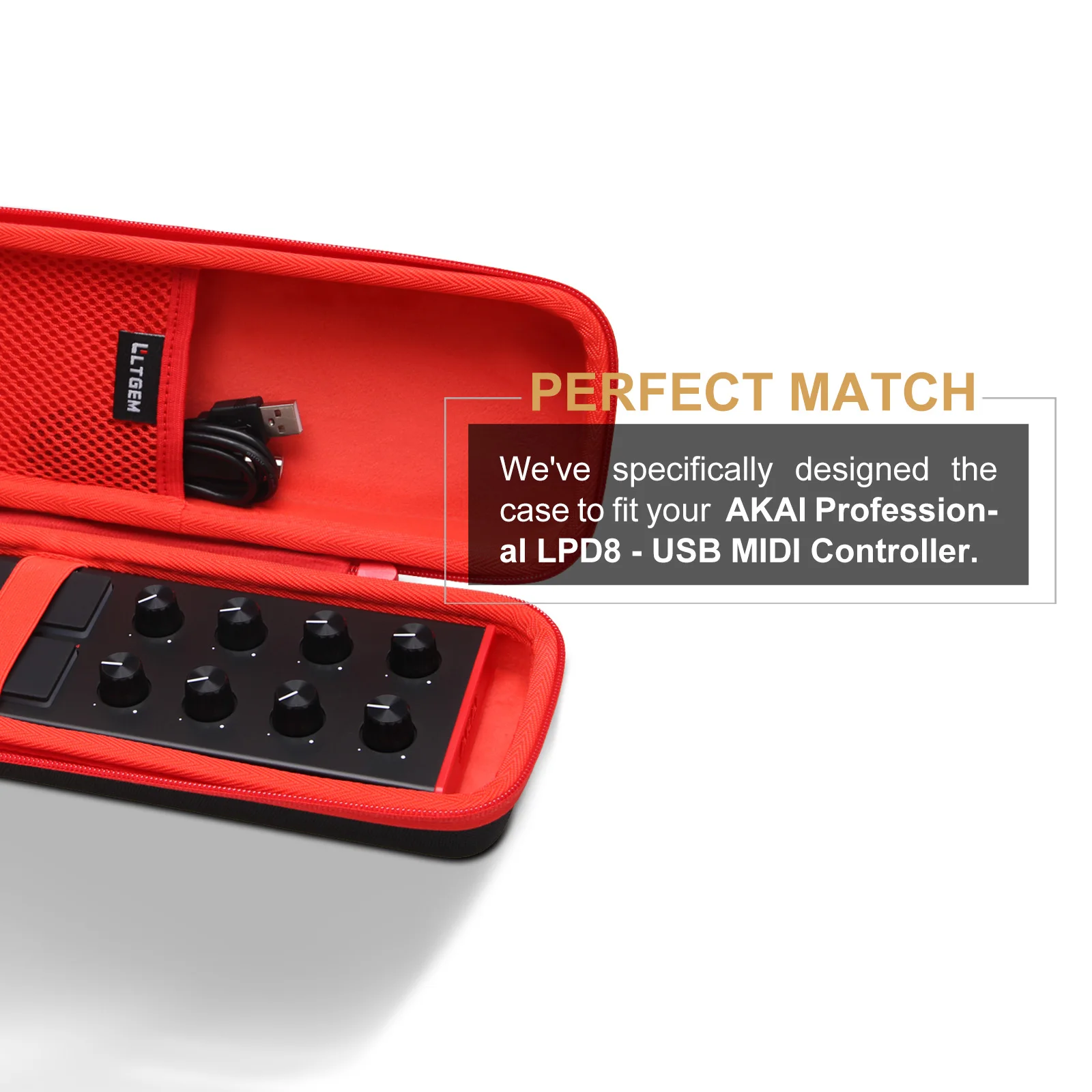 AKAI LPD8 전문 USB MIDI 제어 음악 장치 보관함용 LTGEM 케이스(케이스만)