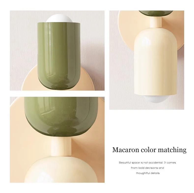 Description Picture 3 of itemModern simple capsule color combination wall lamp personality creative warm bedside wall lamp children's room bedside warm lamp
