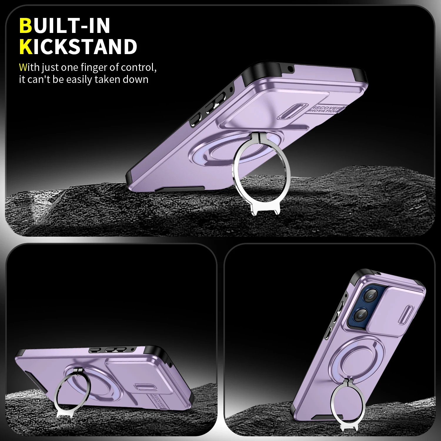Shockproof Magnetic Stand Phone Case with Ring Kickstand Cover