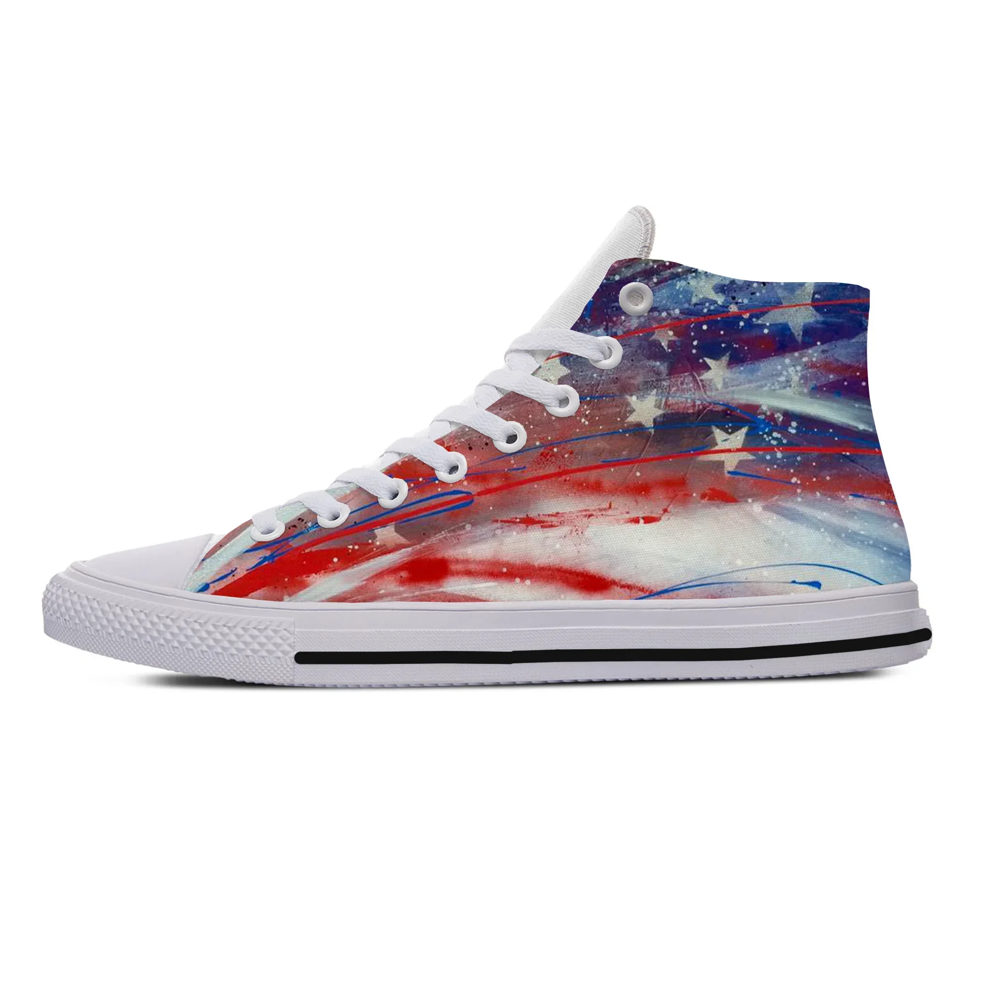 Hot Summer Summer Woman Man Powerful America Breathable Lightweight Sneakers Board Shoes Quality High Help USA Flag Canvas Shoes