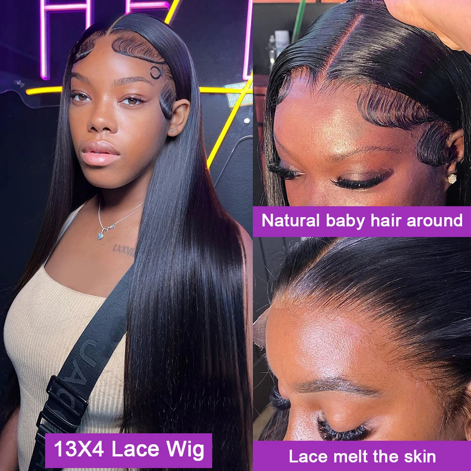 13X6 HD Lace Front Human Hair Wig Pre Plucked Brazilian Bone Straight Human Hair Full Lace 220 Density For Women human hair wig,lace front wig,human hair wigs,front lace wig