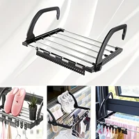 Foldable Stainless Steel & Plastic Wall-Mounted Radiator Drying Rack with Detachable Sock Clips,Space-Saving Clothes Dryer Rack 1