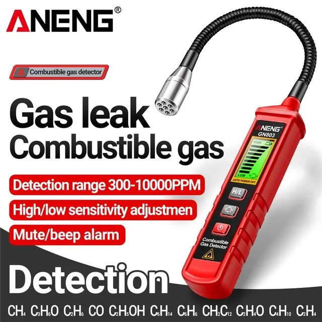 Handheld Gas Leak Detector ANENG GN803 Testers Methane Combustible Gas Detector Gases Concentration Analyzer Meter Leakage Tools