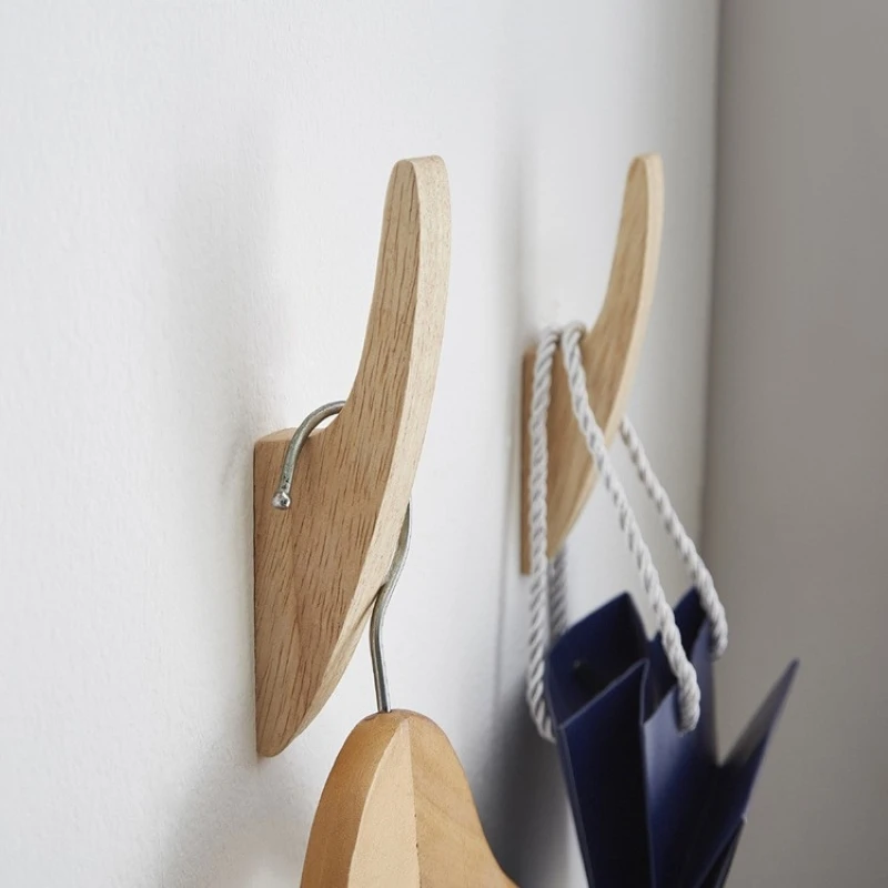 

Wooden Drilling Strong Coat Clothes Haging Rack Multi-Purpose Wall Hooks Keys Holders Kitchen Towel Hooks Home Wall Decorations