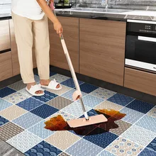 

1Pc Anti Skid Door Mat PVC Geometric Printing Oil Proof Kitchen Leather Creative Simple Modern Home Decor Floor Carpet 2022 New