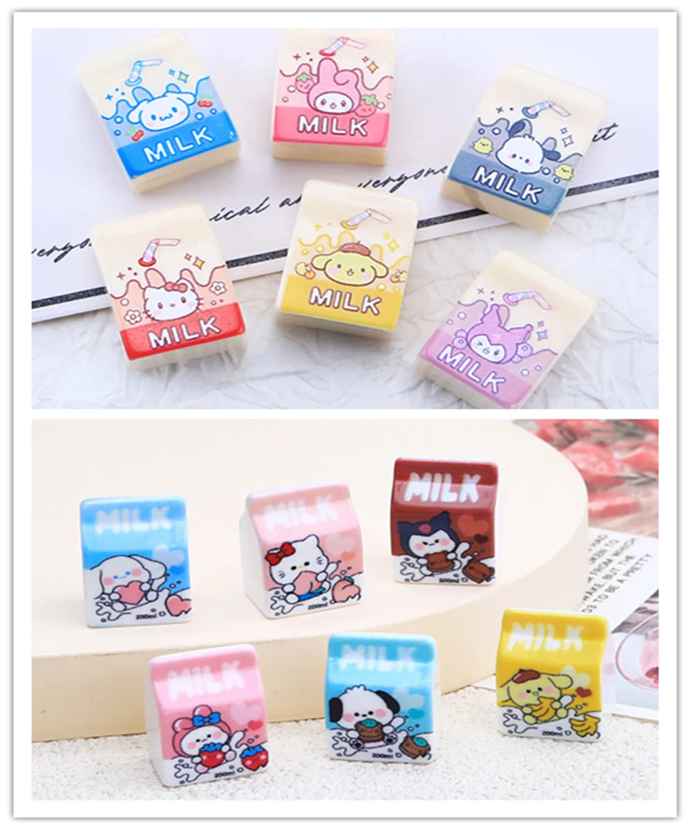 

100 шт. кавайная имитация мультфильма Sanrio молочная картонная коробка Кабошон из смолы ремесла для «сделай сам» кухня Кукольный дом аксессуары