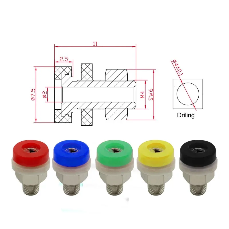40pcs 2mm Banana Plug Socket Binding Post Nut Test Hole DIY Parts Electrical Connector Banana Plug Jack Terminal