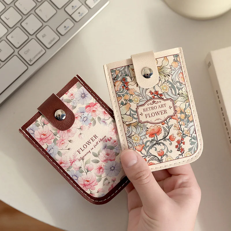 Vintage Oil Painting Pull Out Card Holder One Piece Women's Compact Ultra Thin Mini Cartoon New Style Niche Design Card Case Bag