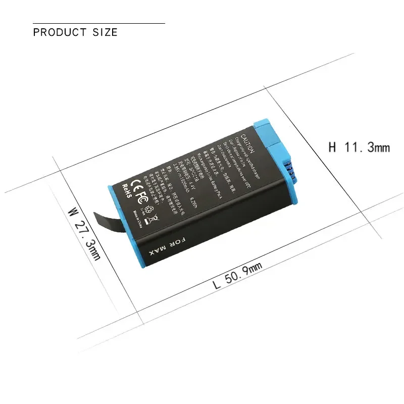 Caméra Action Sport 4K 1600mAh Lot Batteries