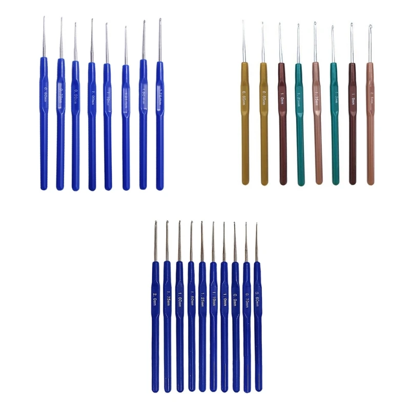 

8/10PCS Crochet Hook Set for Arthritic Hand, Ergonomic Handles, 0.6mm-2.0mm Crochet Needle for Lacework, DIY Craft