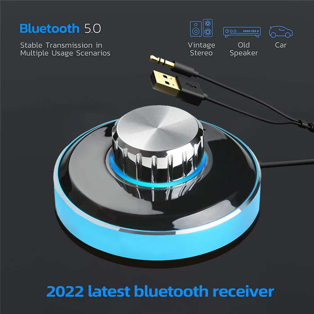 3.5mm Bluetooth 5.0 Receiver for Home Stereo Headphones Bluetooth Aux Receiver for Car Music Streaming Hands Free Calls Volume Control Easy to Pair V5.0 Bluetooth Aux Adapter for Car 