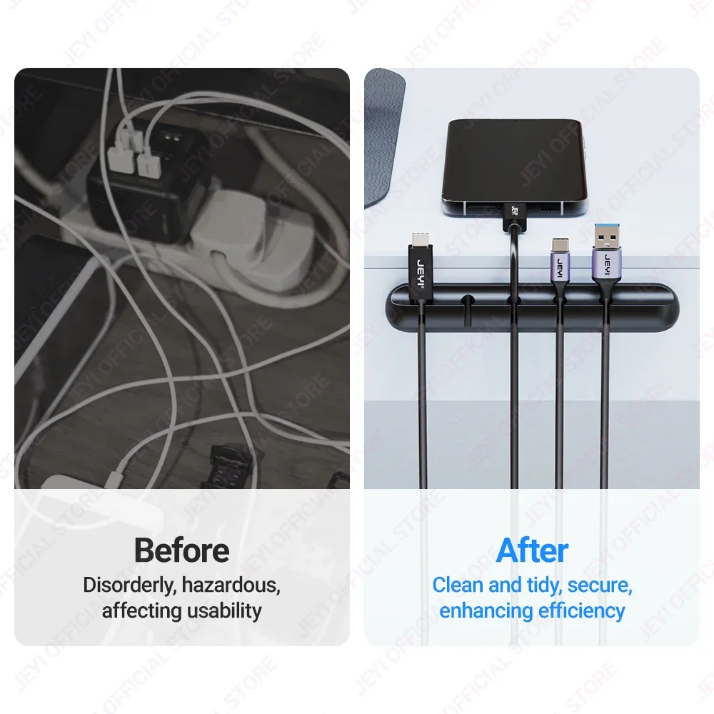 JEYI Adhesive Cable Holder Clips - Cord Management and Wire Organizer