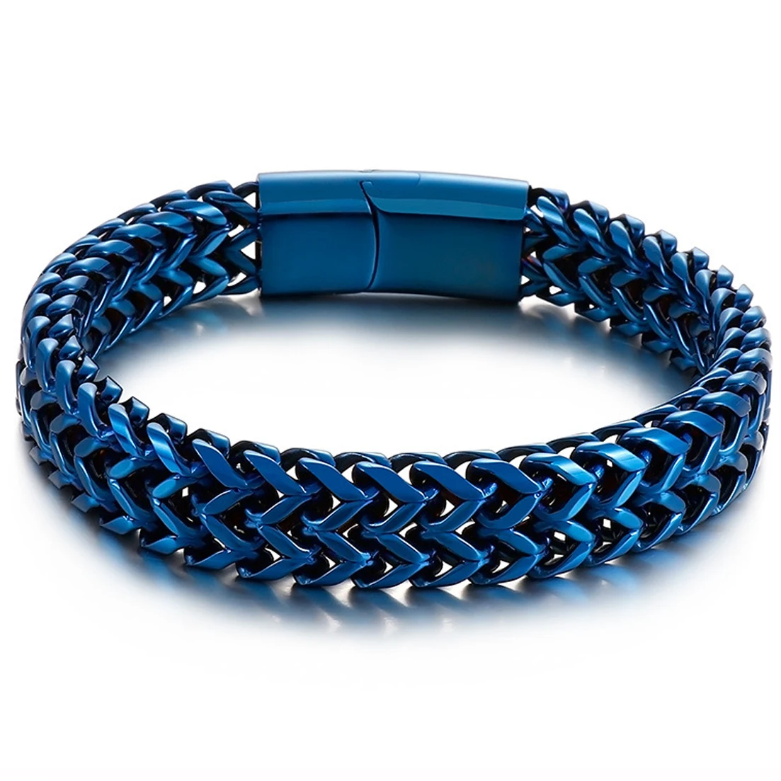 

Granny Chic 12MM Wide Blue 316L Stainless Steel Franco Chain Bracelet Bangle Jewelry Accessories 18cm/20cm/22cm for Men Women