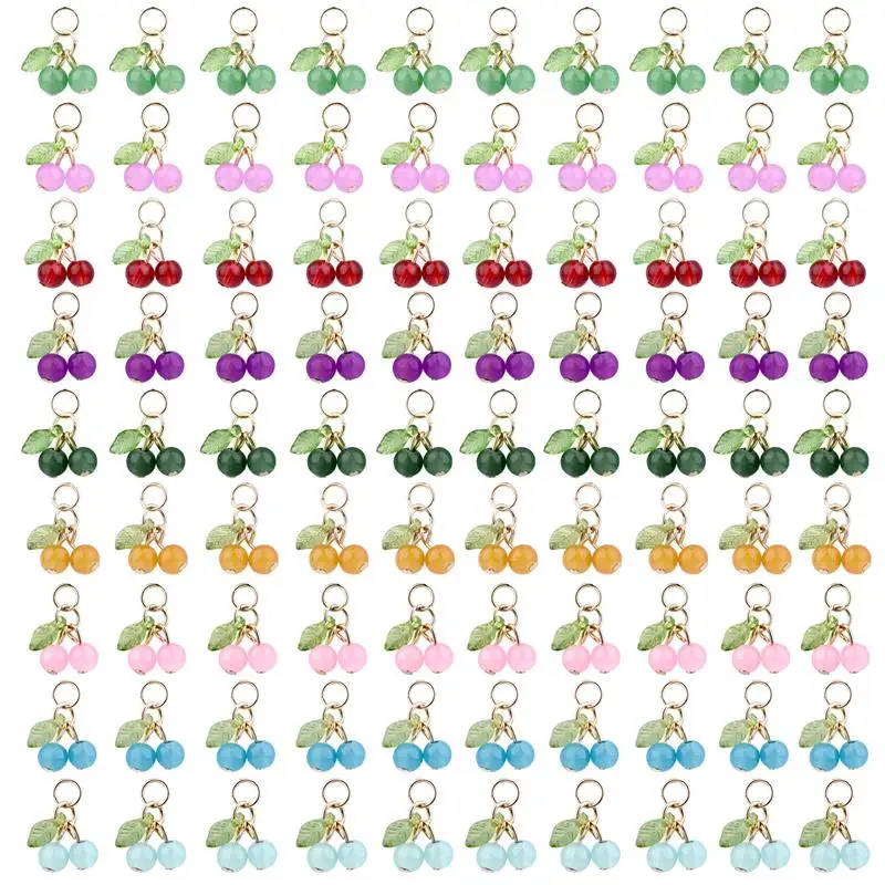 10pcs/Bag Cherry Pendants Glass Beads Jewelry Accessories DIY Necklaces Earrings Bracelets Beads Craft Supplies For Needlework