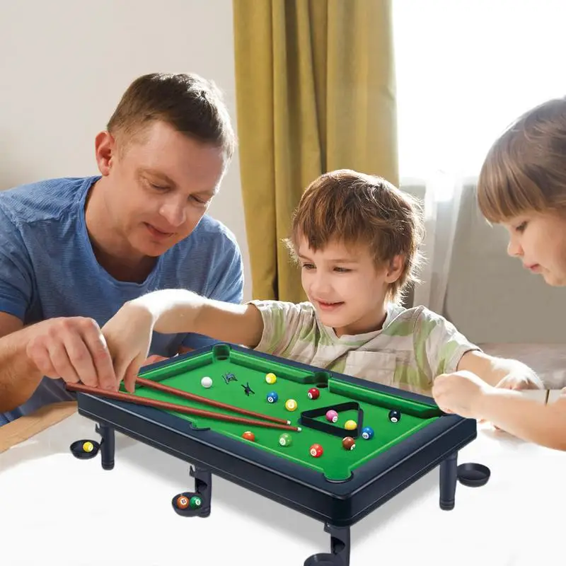 Billiards Pool Table Tabletop Pool Set Table Games Family Game Educational Toys Portable With Balls & Sticks For Kids