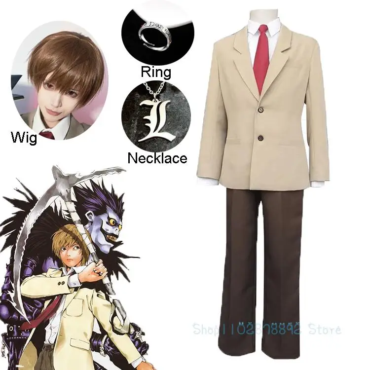 

Anime DEATH NOTE Cosplay Costume Yagami Light Cosplay School Uniform Comic-Con Women Men Role Play Coat Pants Suit кофта аниме