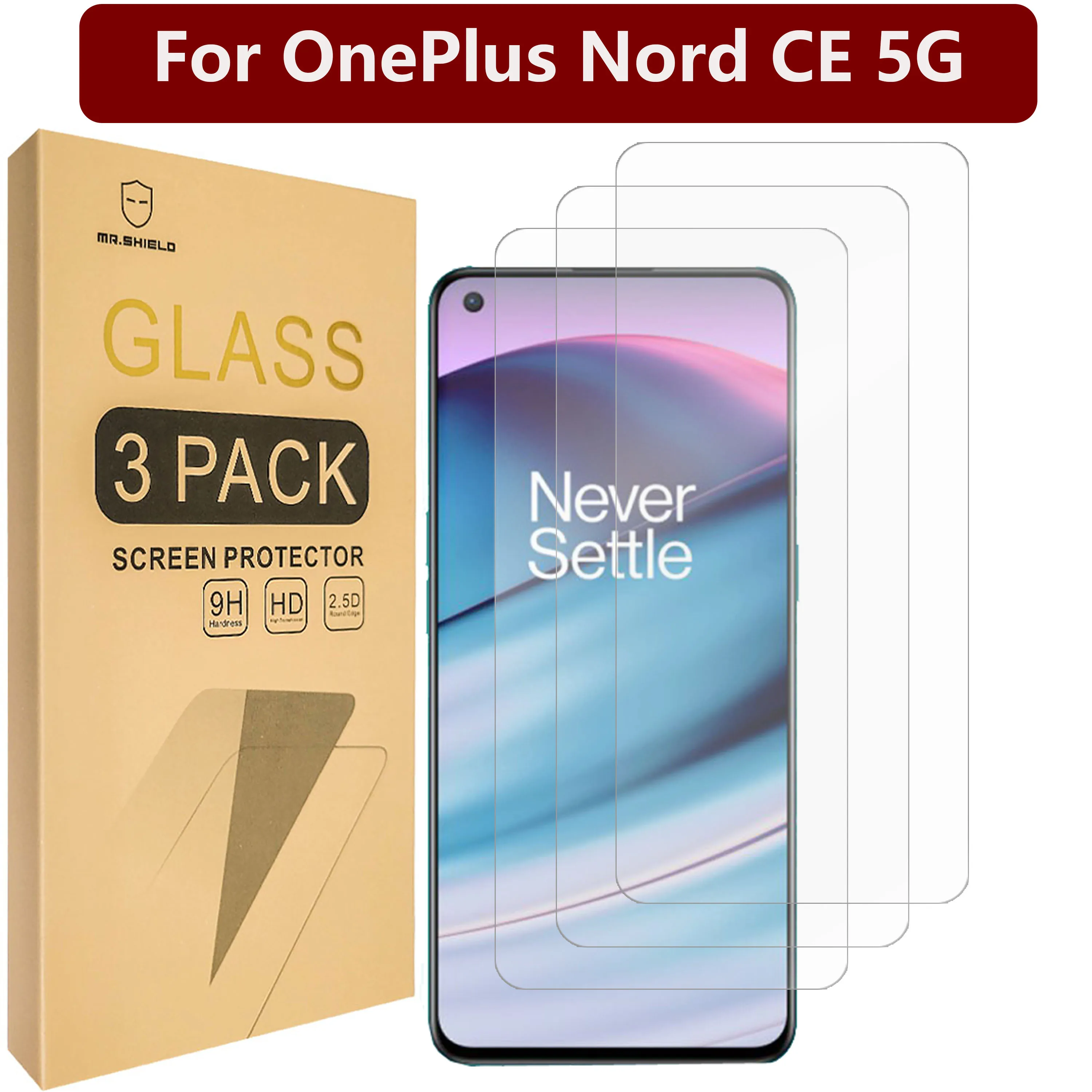 

Mr.Shield [3-Pack] Designed For OnePlus Nord CE 5G [Tempered Glass] [Japan Glass with 9H Hardness] Screen Protector