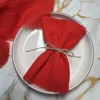 10pcs 32x32cm Wholesale Christmas Red Gauze Cotton Cloth Napkins Reusable Tea Towel Wedding Party Table Decor Retro Burrs napkin 3