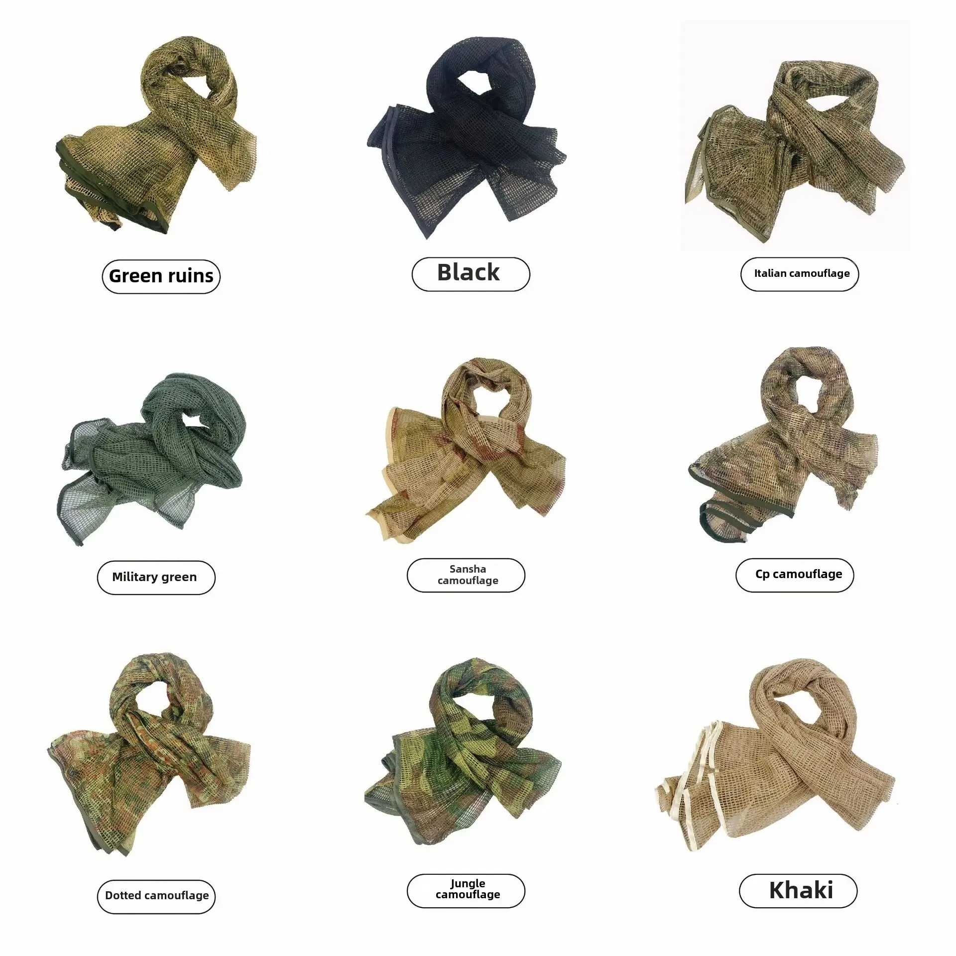 Camouflage Tactical Scarf Outdoor Hunting Field Bandana Multifunctional Breathable Decorative Net Riding Scarf