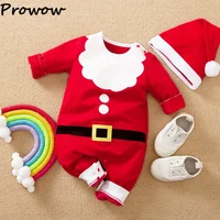 0-18 Months Baby Christmas Clothes Long Sleeve Red Santa Claus Elf Romper Jumpsuit For Kids Newborns New Year Baby Costumes
