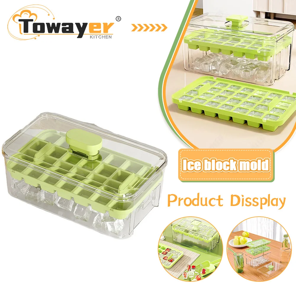 Press Type Ice Cube Mold Transparent Home Made Ice Cube Artifact Home Kitchen Accessories Food Grade Material Ice Storage Box