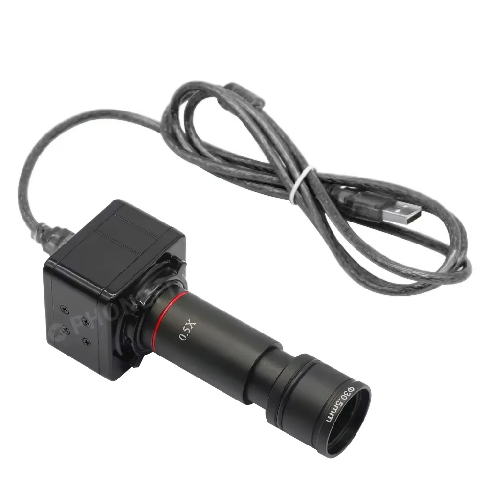 5MP USB 현미경 비디오 산업용 디지털 카메라 0.5X 접안 렌즈 C-마운트 23.2mm 어댑터(이미지 캡처용 30/30.5mm 링 포함)