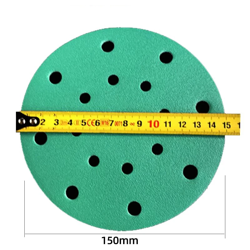 100PCS Green 6-Inch 17-Hole Sanding Discs – 150mm Hook & Loop Abrasive Sandpaper (80–400 Grit) for Festool & Random Orbital Sanders 2