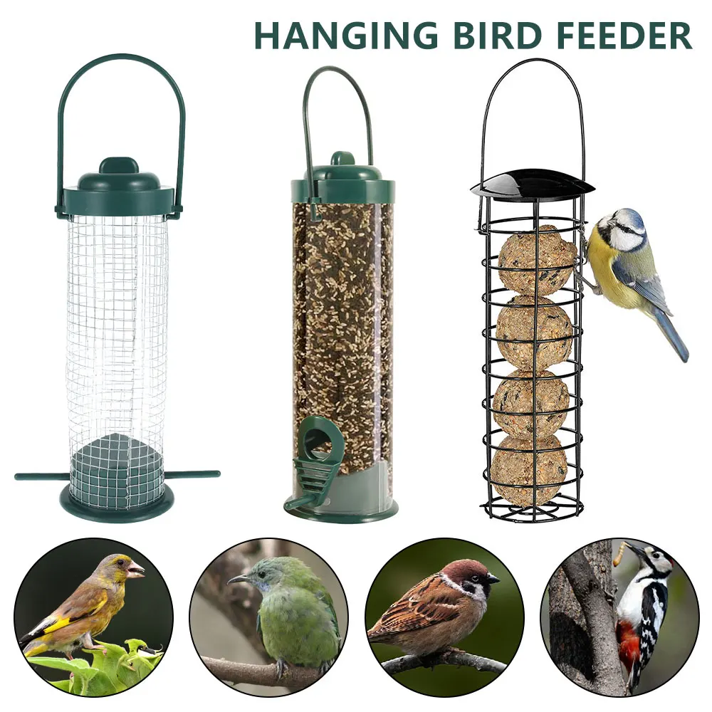 Hanging Bird Feeding Tool Garden Paddock Bird Feeder Pet Supplies Outdoor Decoration Wild Bird Seed Feeder PVC Tube Seed Feeders AliExpress