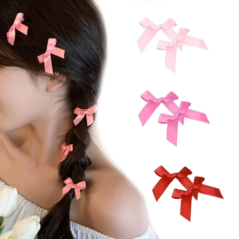 여자를위한 우아한 헤어 클립 여자, 2 개/대 리본 머리 활 Bowknot 머리핀 Y2K 머리 바레트 사이드 클립 머리 장식