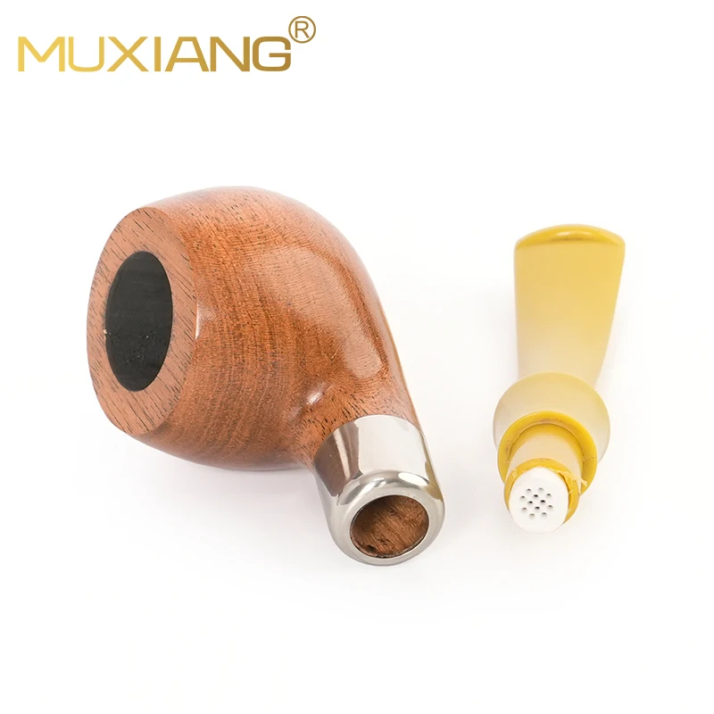 MUXIANG Solid wood tobacco pipe 9mm pipe channel classic prince type colorful mouth father's day gift smoking