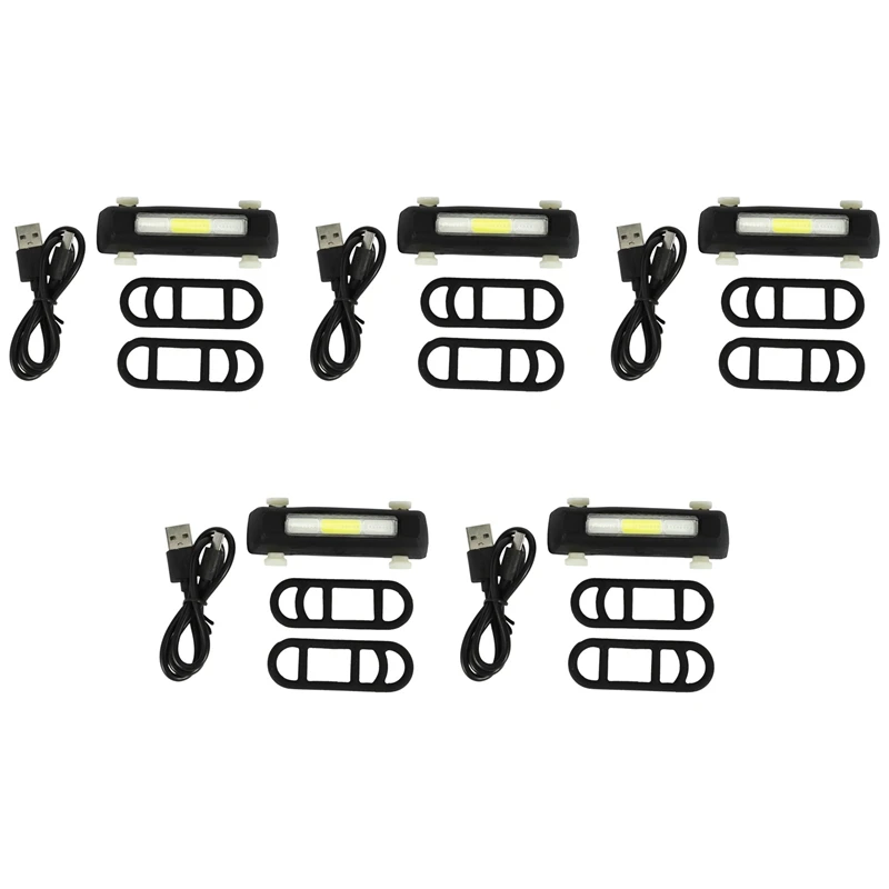 

5X Bike Lights Ultra Bright Cycling Lights USB Rechargeable Bicycle Tail Light Red/Blue/White 7 Light Modes