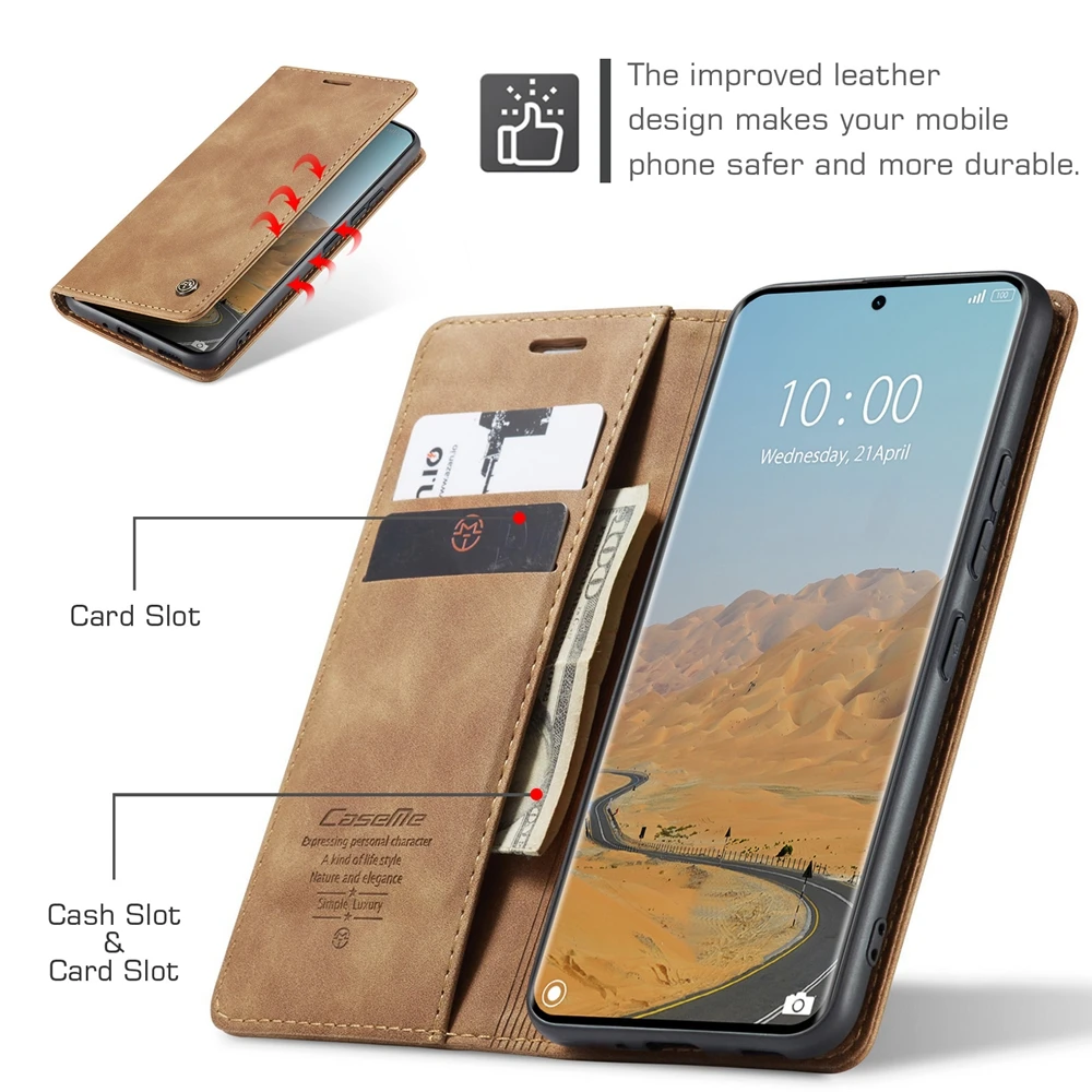 Magnetic Flip Leather Wallet Case with Kickstand and Card Holder