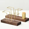 Desktop Organizer Tableware Supplies Wood Tissue Paper Holder Napkin Holder Brass Tissue Box StorageToothpick Box 3