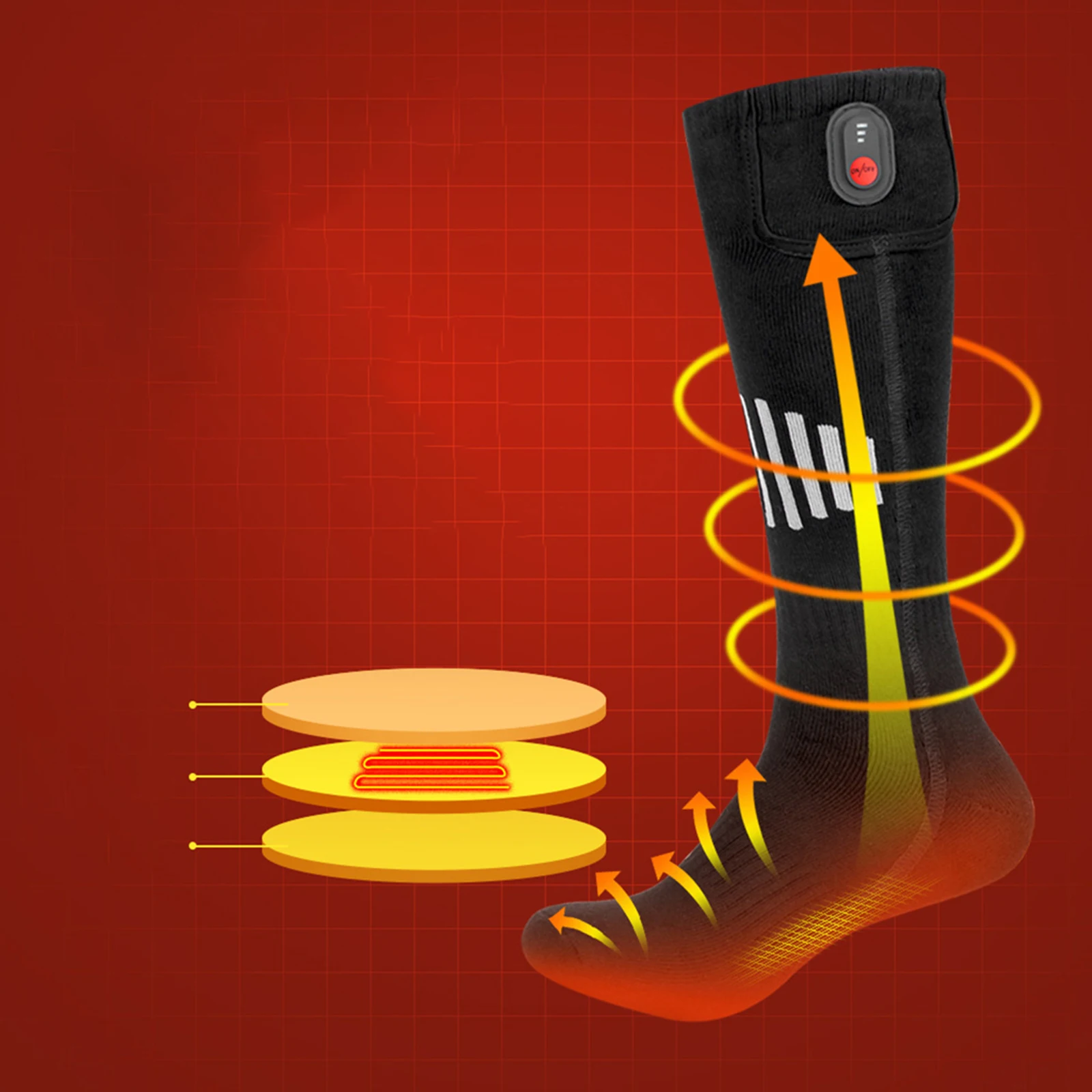 Winter Heated Socks Thermal Stretchy Stockings Unisex Heating Foot Warmer Electric Socks Warm Skiing 35 to 55&deg;C No Battery