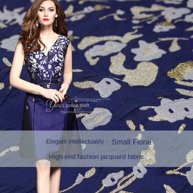 

Индивидуальное Европейское маленькое Цветочное платье, золотая и серебряная проволока, жаккардовая ткань, высококачественная одежда, жаккардовая ткань, оптовая продажа