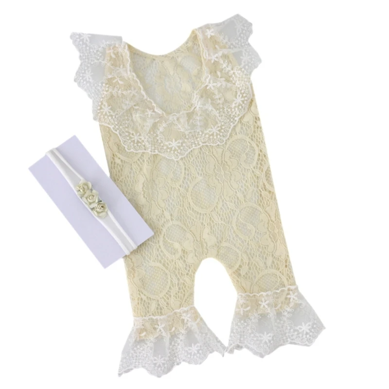 

Baby Photography Props Outfits Girl Lace Romper with Headband Infant Photo Outfits Cloth Newborn Shower Present Newborn Props