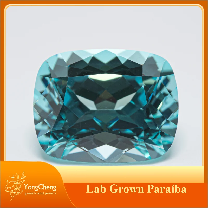 Top Lab Grown Paraíba Rectangular Cushion Shape VVS1 Gemstone Charms DIY for Advanced Jewel Making Selectable AGL Certificate