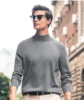 100% cashmere sweater men's warm sweater autumn and winter turtleneck solid color thick long sleeve. 3