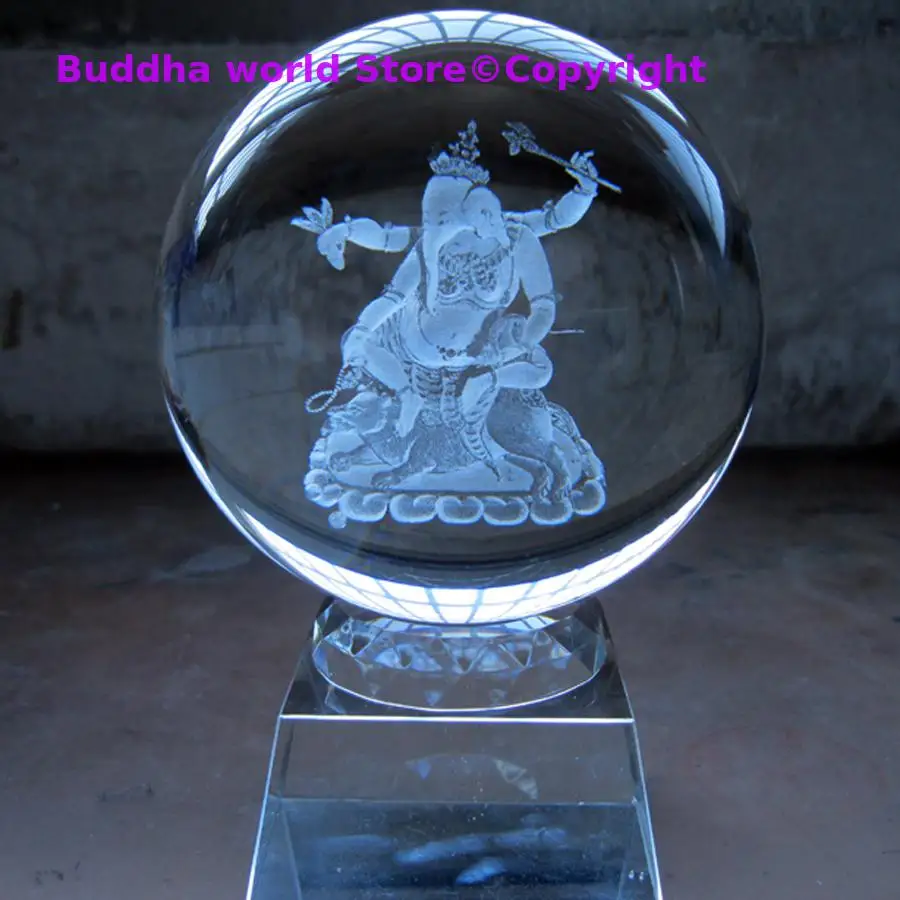 

Thailand Japan India HOME Store God of wealth Good luck Recruit money CAI SHEN GANESH Ganesha 3D FENG SHUI Crystal ball talisman