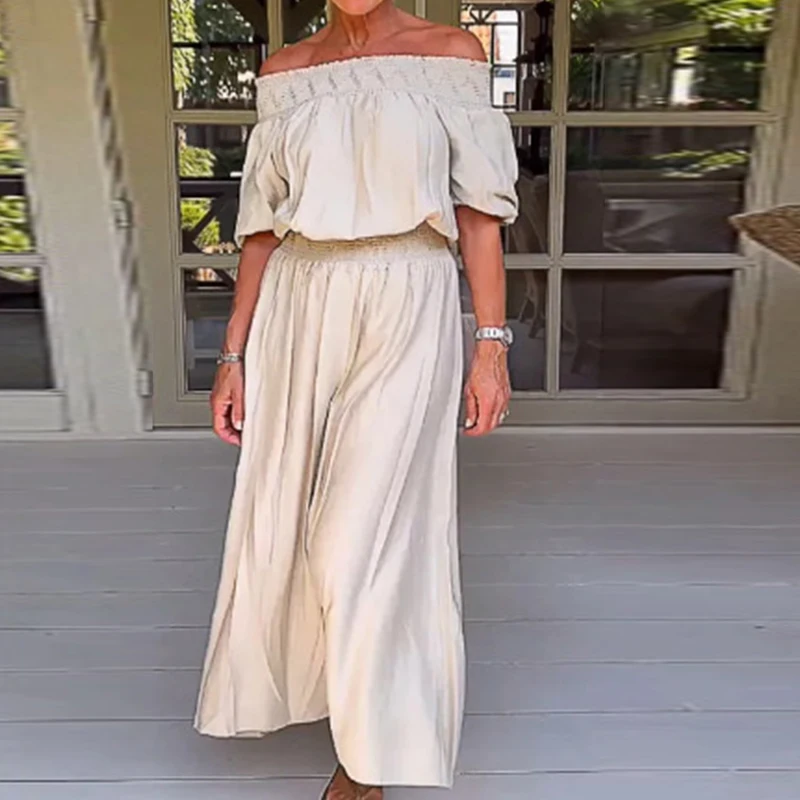 

Club Party Short Sleeve Women Jumpsuit Summer Casual Waist Folds One Piece Romper Elegant One Shoulder Loose Solid Bodysuit