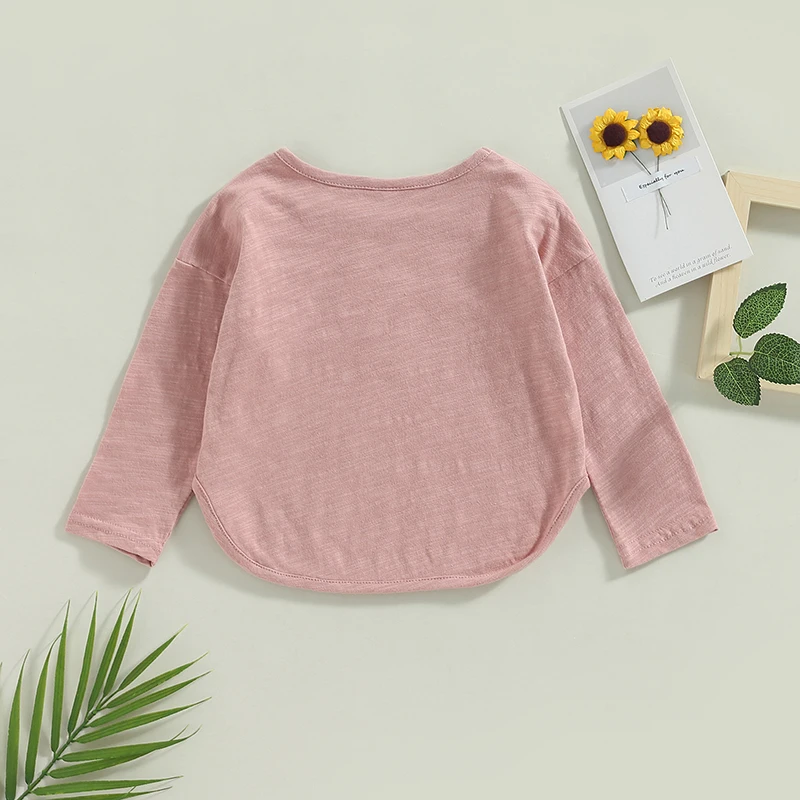 Toddler Kids Boys Girls T-Shirts Casual Summer Spring Fall Solid Color Crew Neck Long Sleeve Shirts Fashion Tops