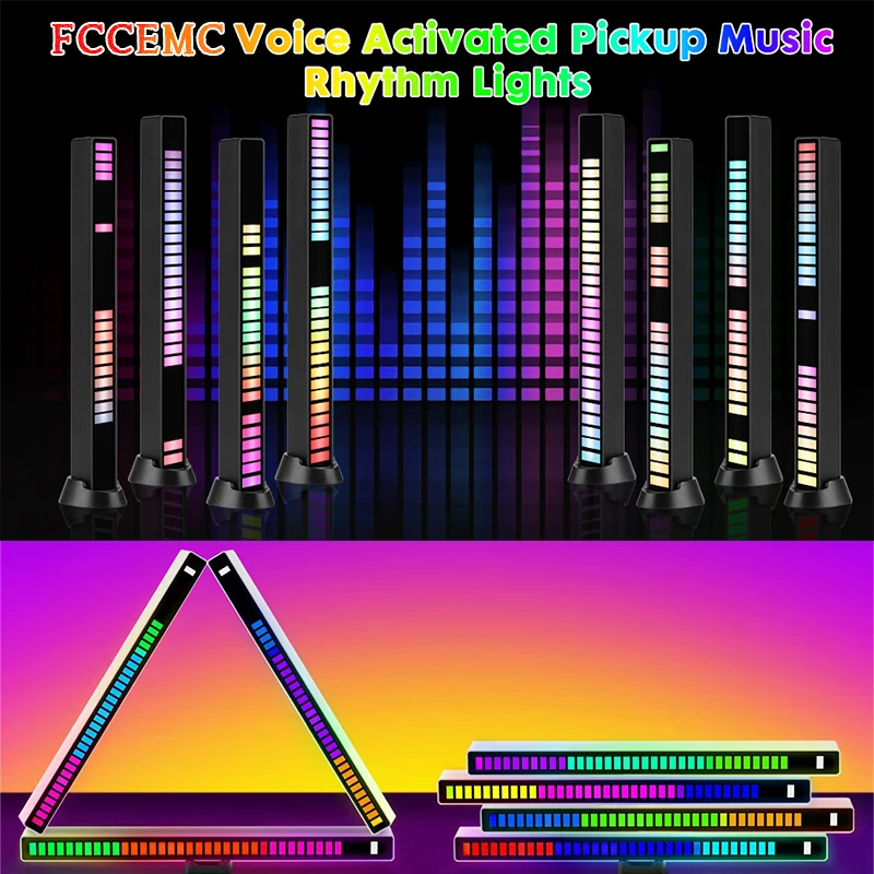

Светодиодный RGB-светильник с голосовой активацией, музыкальный ритм, окружающий свет, подсветка, освещение для вечерние НКИ/автомобиля, дек...