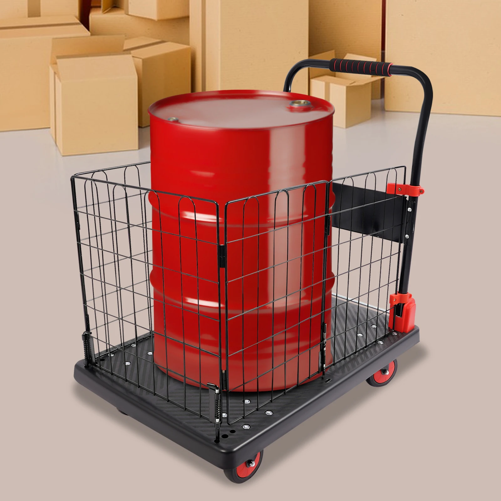 Removable Mesh Cart, Foldable Utility Wagon with Locking Wheels for ...