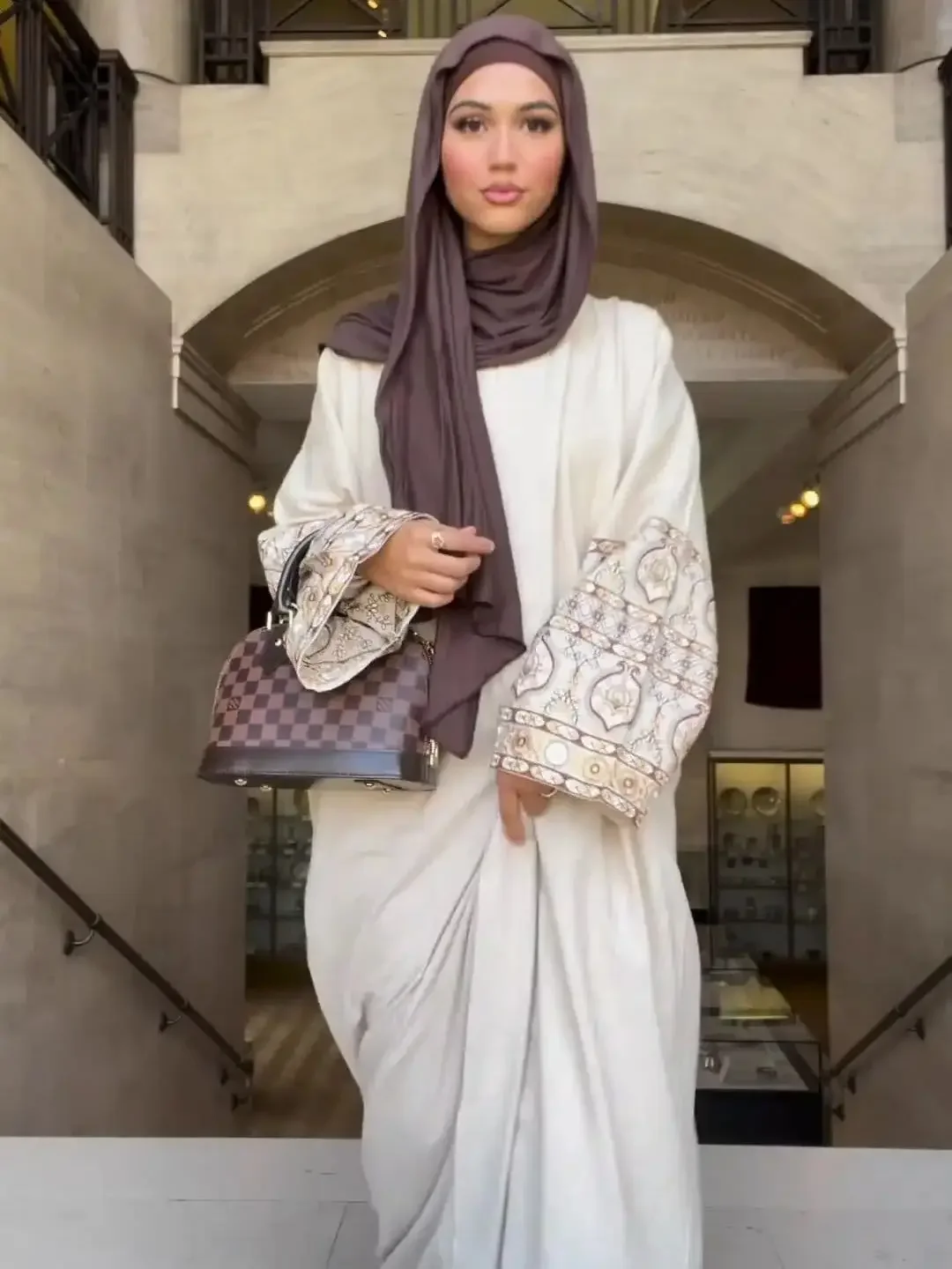 Embroidered Cotton Linen Abaya Kimono Muslim Hijab Dress Open Abayas for Women Dubai Turkey Saudi Kaftan Islamic Modest Clothing